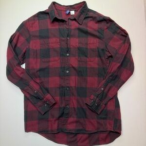 H&M Burgundy and Black Checkered Shirt